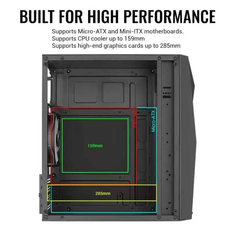 Aerocool PGS Raider Mini-G-BK-v3 caixa de PC, preta