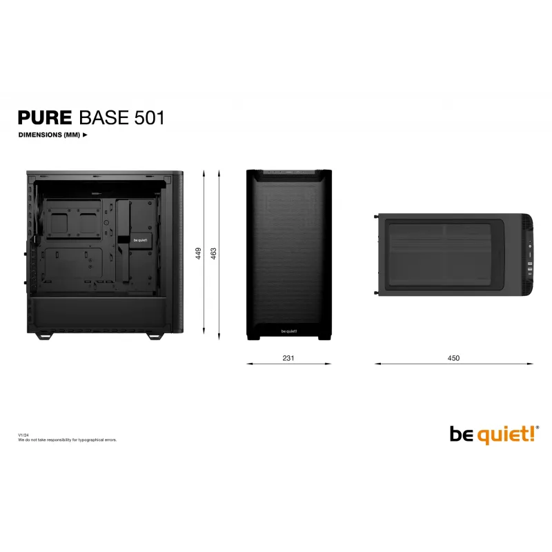 Caixa de PC be quiet! PURE BASE 501 Airflow Torre Midi preto
