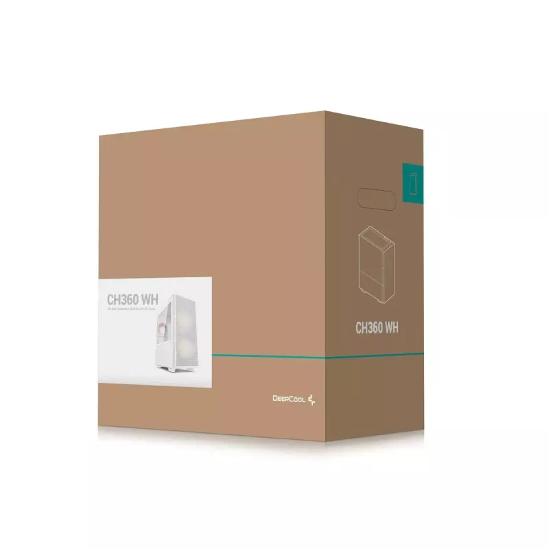 DeepCool CH360 caixa de PC Micro-ATX, vidro temperado, sem fonte de alimentação, branca