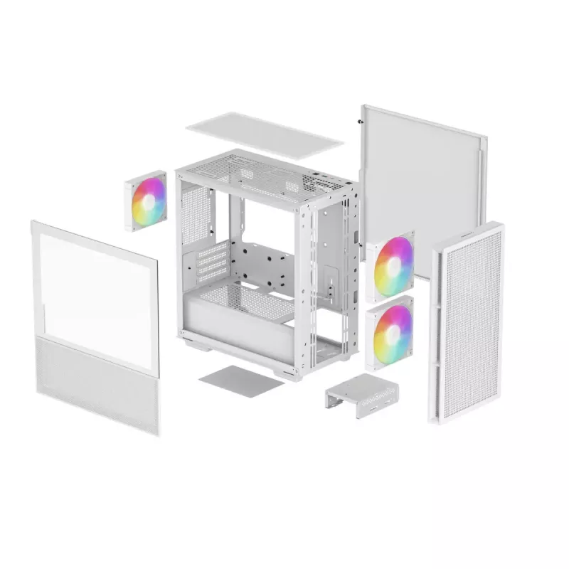 DeepCool CH360 caixa de PC Micro-ATX, vidro temperado, sem fonte de alimentação, branca