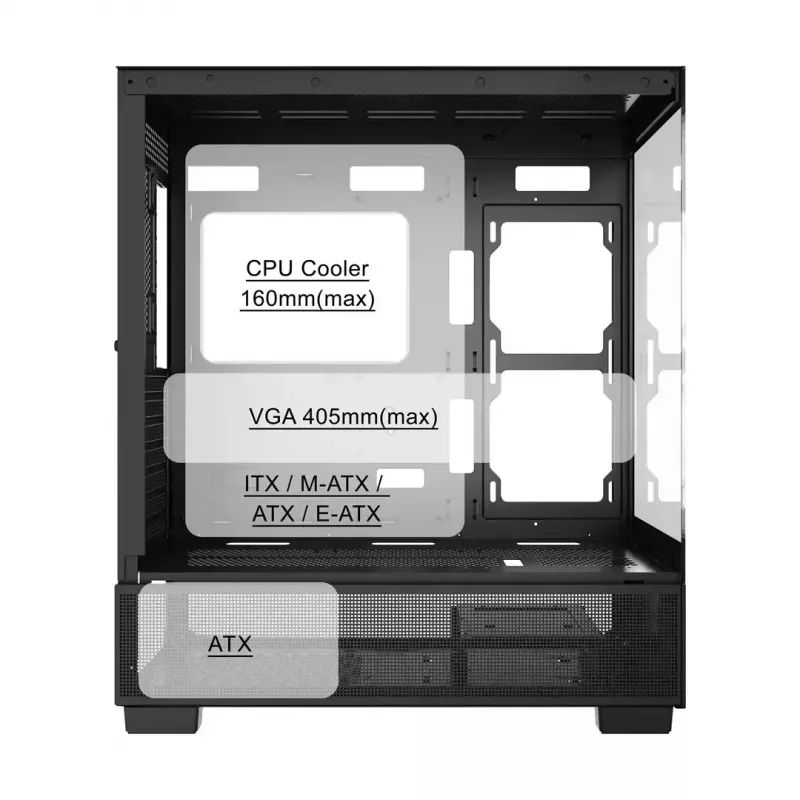 Caixa de computador GEMBIRD Fornax X550, ATX, preto