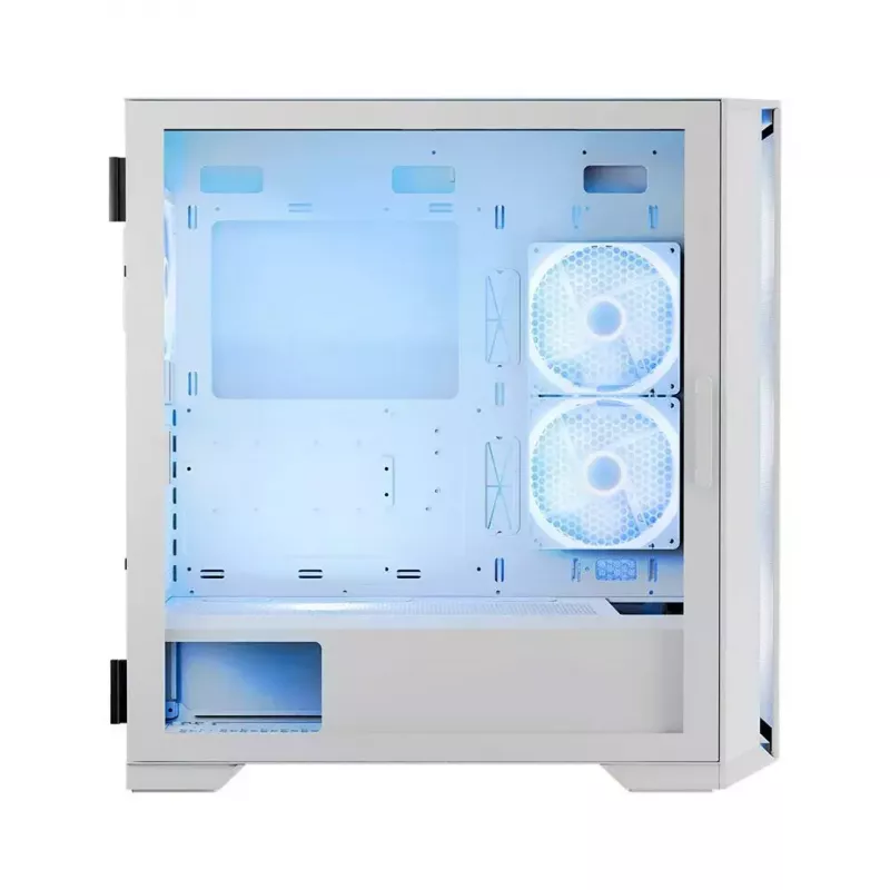 Caixa de PC MODECOM HORIZON FLOW MIDI branco — Torre Midi, ARGB, vidro temperado, micro ATX, USB-C, 3x140 mm frente, 1x140 mm traseira, GPU até 400 mm, altura do dissipador da CPU 172 mm