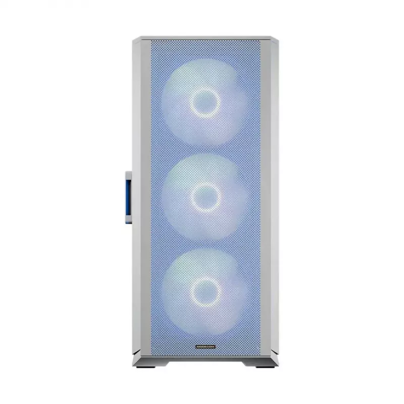 Caixa de PC MODECOM HORIZON FLOW MIDI branco — Torre Midi, ARGB, vidro temperado, micro ATX, USB-C, 3x140 mm frente, 1x140 mm traseira, GPU até 400 mm, altura do dissipador da CPU 172 mm