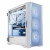 Caixa de PC MODECOM HORIZON FLOW MIDI branco — Torre Midi, ARGB, vidro temperado, micro ATX, USB-C, 3x140 mm frente, 1x140 mm traseira, GPU até 400 mm, altura do dissipador da CPU 172 mm