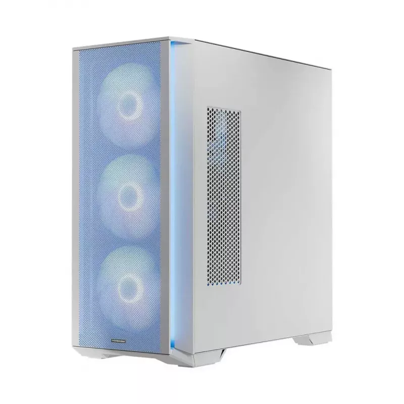 Caixa de PC MODECOM HORIZON FLOW MIDI branco — Torre Midi, ARGB, vidro temperado, micro ATX, USB-C, 3x140 mm frente, 1x140 mm traseira, GPU até 400 mm, altura do dissipador da CPU 172 mm