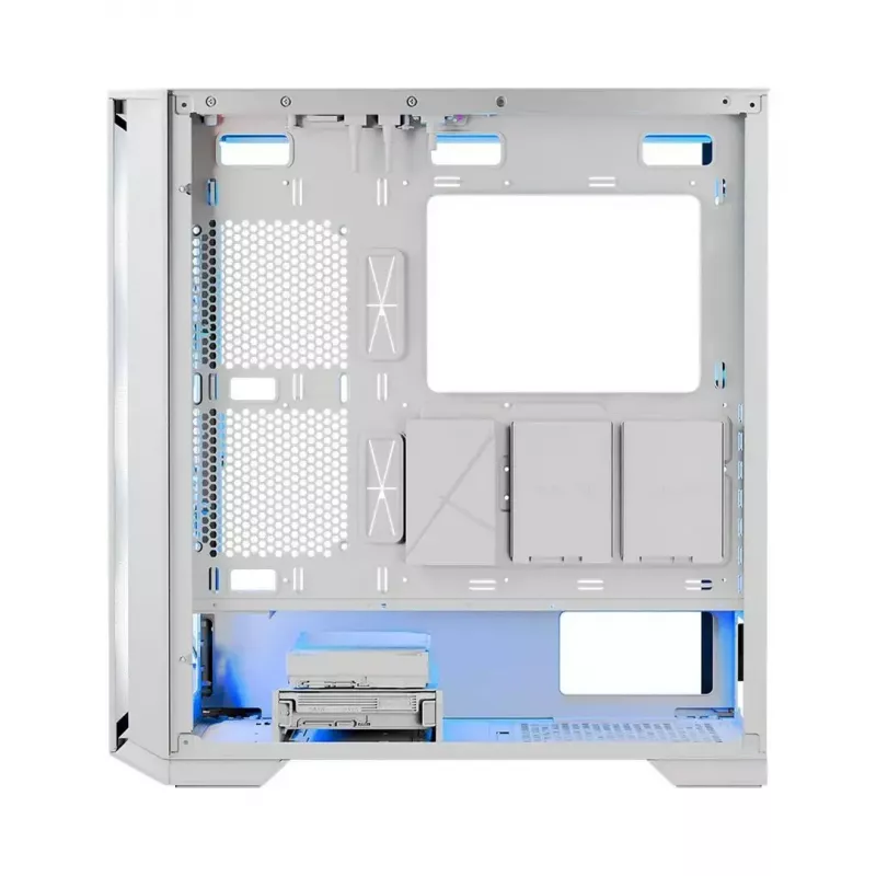 Caixa de PC MODECOM HORIZON FLOW MIDI branco — Torre Midi, ARGB, vidro temperado, micro ATX, USB-C, 3x140 mm frente, 1x140 mm traseira, GPU até 400 mm, altura do dissipador da CPU 172 mm