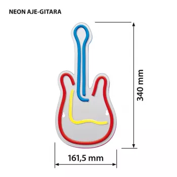Letreiro de néon LED ActiveJet AJE-NEON GUITAR multicolor USB 5V, 240×176×20 mm, montagem à superfície