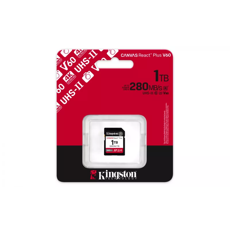 Kingston Technology 1TB Canvas React Plus SDXC UHS-II 280R/150W U3 V60 para Full HD/4K