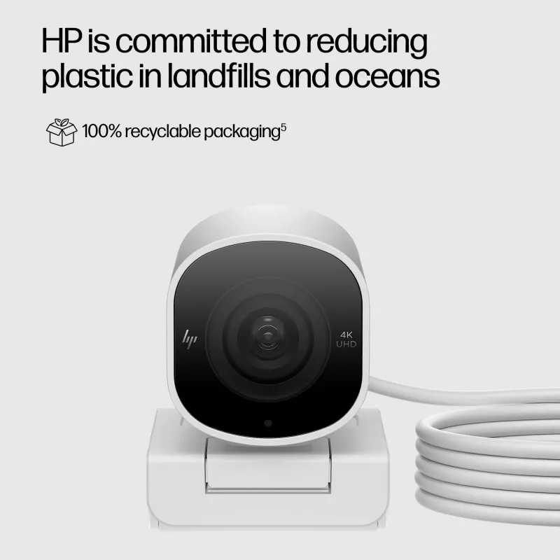 Webcam de streaming HP 960 4K, 8 MP, 3840 x 2160 píxeis, 4K Ultra HD, 30 fps, 5x, casa
