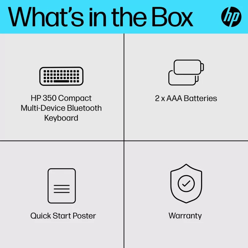 Teclado HP 350 compacto multi-dispositivo Bluetooth, sem fios, Bluetooth, mecânico, QWERTY, preto