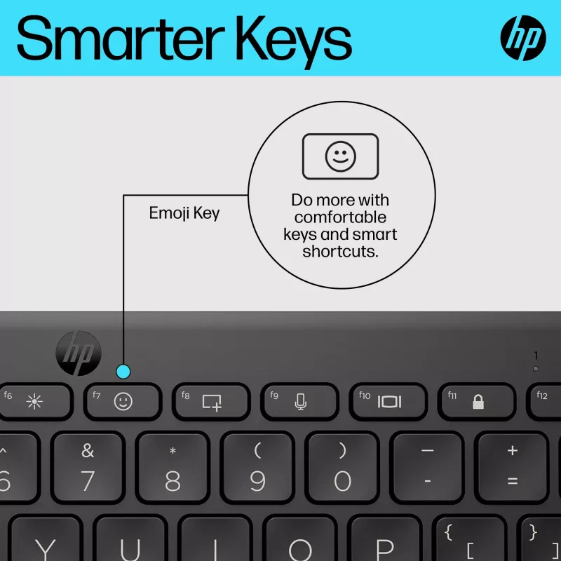 Teclado HP 350 compacto multi-dispositivo Bluetooth, sem fios, Bluetooth, mecânico, QWERTY, preto