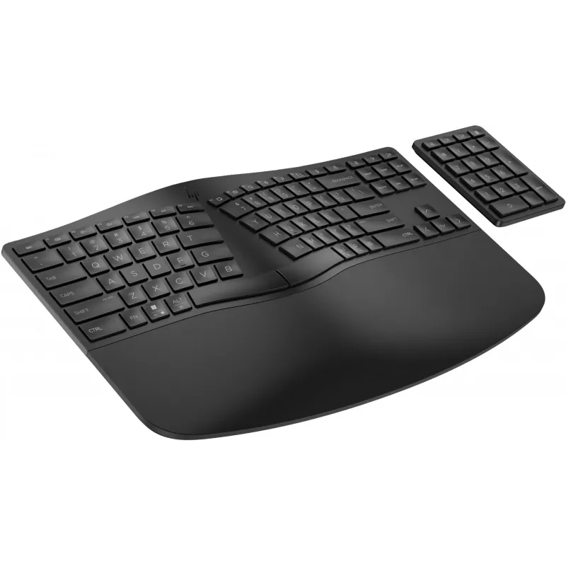 Teclado HP 965 ergonómico sem fios, formato completo (100%), sem fios, RF sem fios + Bluetooth, membrana, QWERTY, preto