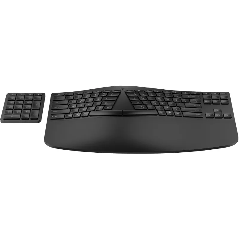 Teclado HP 965 ergonómico sem fios, formato completo (100%), sem fios, RF sem fios + Bluetooth, membrana, QWERTY, preto