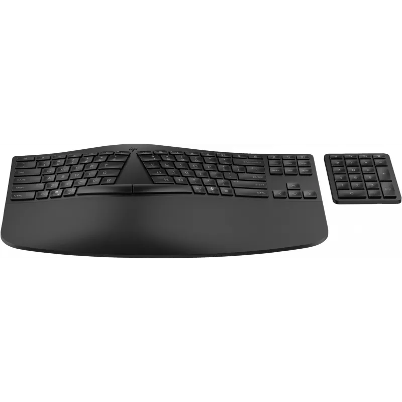 Teclado HP 965 ergonómico sem fios, formato completo (100%), sem fios, RF sem fios + Bluetooth, membrana, QWERTY, preto
