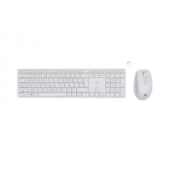 Conjunto de teclado e rato HP 650 sem fios, sem fios, RF sem fios, membrana, QWERTY, branco, rato incluído
