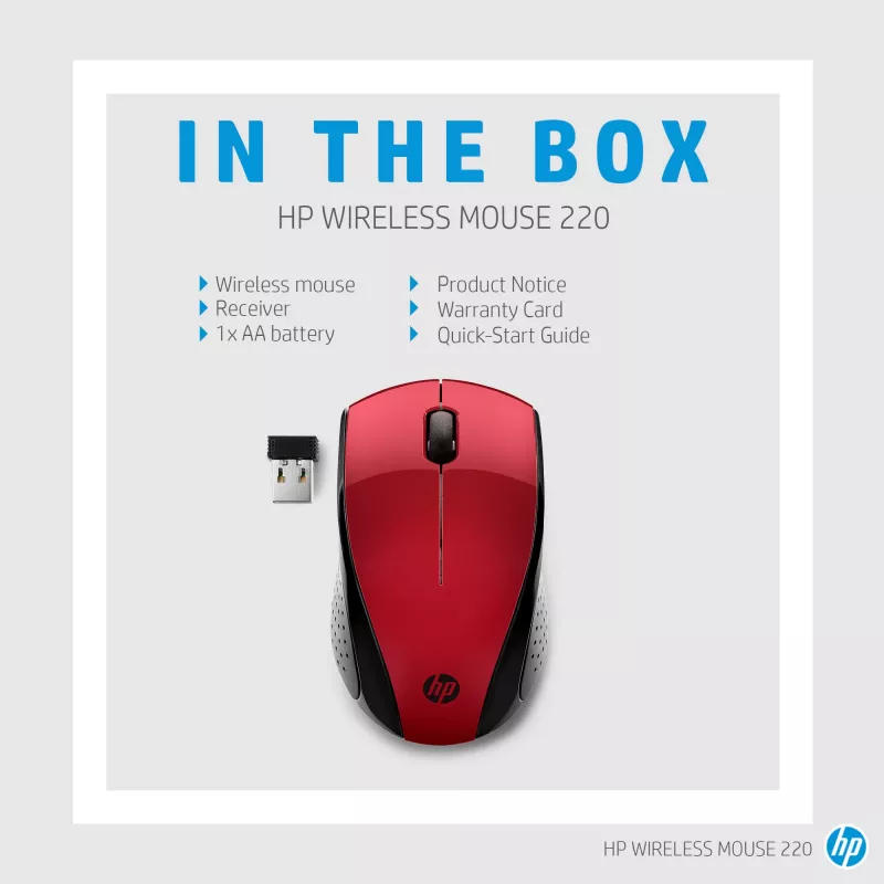 Rato sem fios HP 220 (Sunset Red)