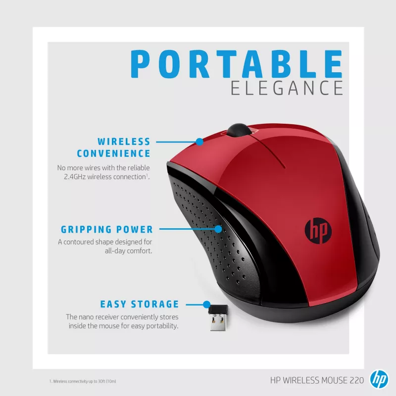 Rato sem fios HP 220 (Sunset Red)