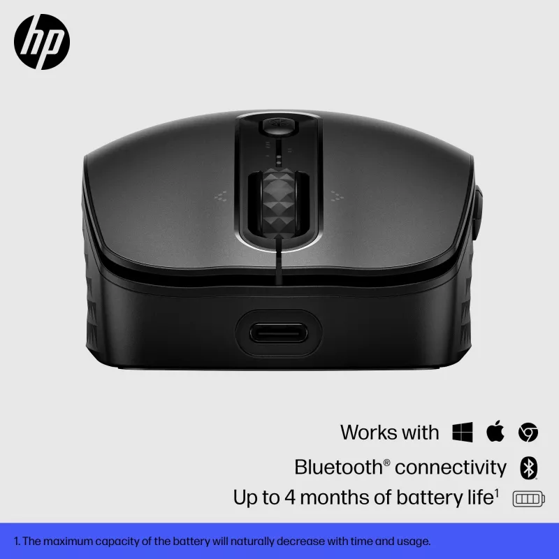 Rato sem fios recarregável HP 690, ambidestro, Bluetooth, 4000 DPI, preto