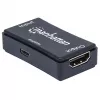 Repetidor AV Manhattan Repetidor HDMI 4K@60Hz, 1xHDMI entrada/saída, largura de banda de 600 MHz, até 40 m, alimentação Micro-USB, preto
