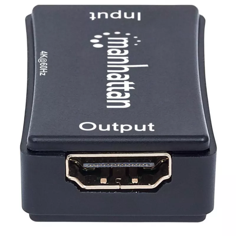 Repetidor AV Manhattan Repetidor HDMI 4K@60Hz, 1xHDMI entrada/saída, largura de banda de 600 MHz, até 40 m, alimentação Micro-USB, preto