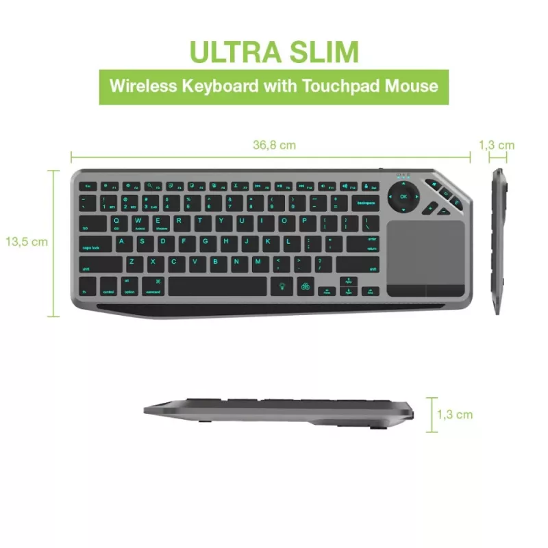 Techly ICTB9801TB Teclado Universal RF Wireless + Bluetooth QWERTY US English Preto
