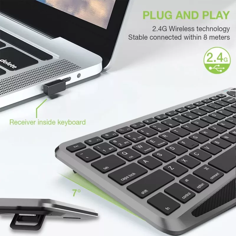 Techly ICTB9801TB Teclado Universal RF Wireless + Bluetooth QWERTY US English Preto