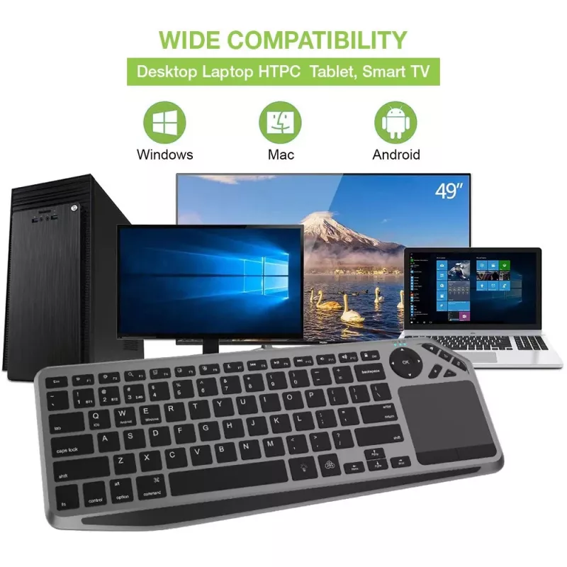 Techly ICTB9801TB Teclado Universal RF Wireless + Bluetooth QWERTY US English Preto