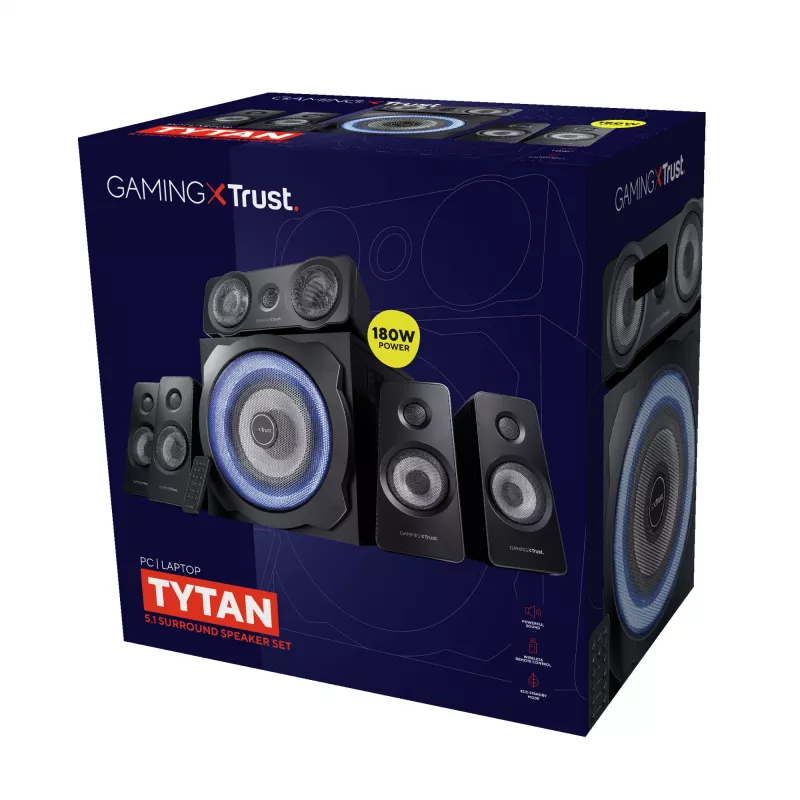 Conjunto de altifalantes Trust GXT 658 Tytan 5.1 90 W Universal Preto 5.1 canais