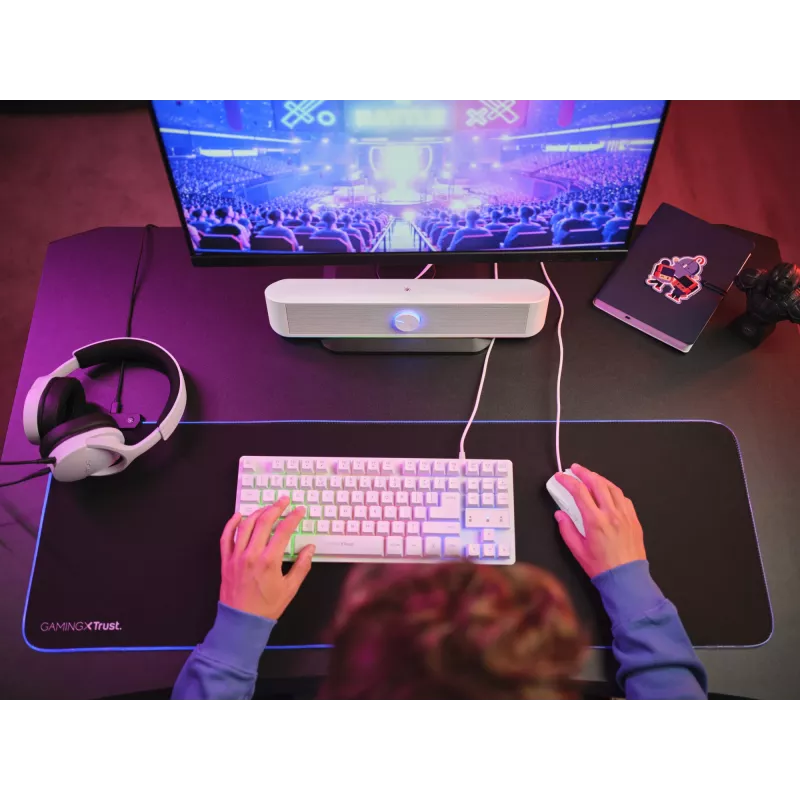 Barra de som com iluminação RGB Trust GXT 619W Thorne, 2.0 canais, 6 W, 12 W, 6 W, 10000 Ω, 4 Ω