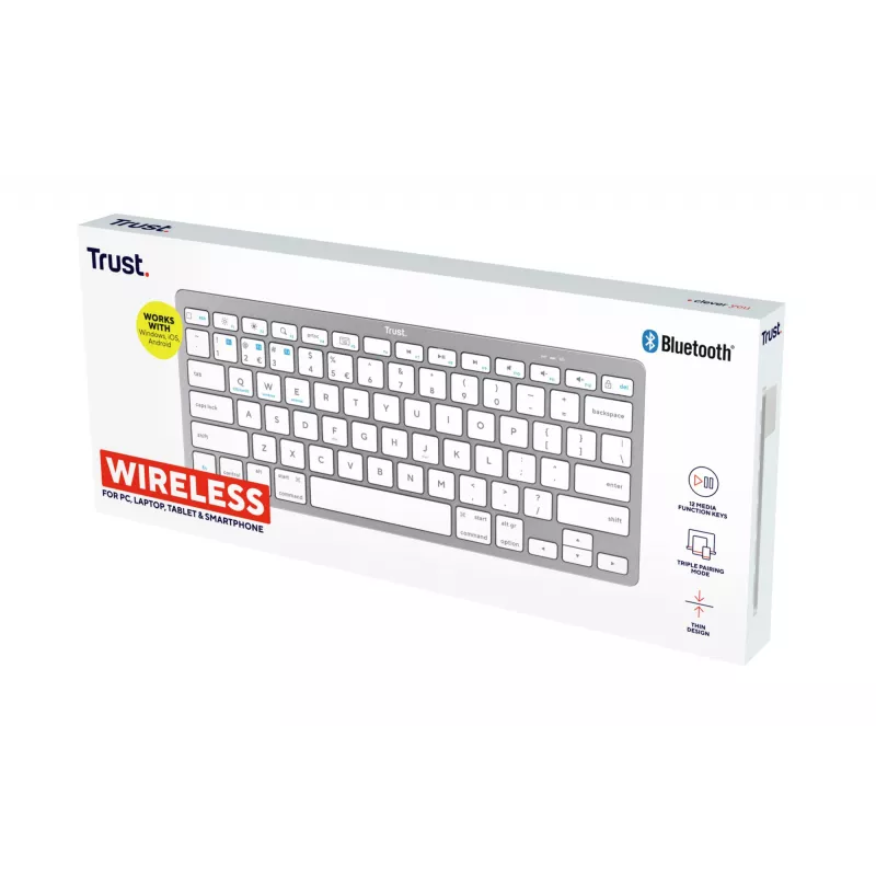Trust 24651 Teclado sem fios QWERTY US English, Prateado