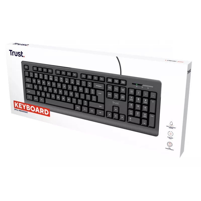 Trust 24639 Teclado Office USB US-Inglês Preto
