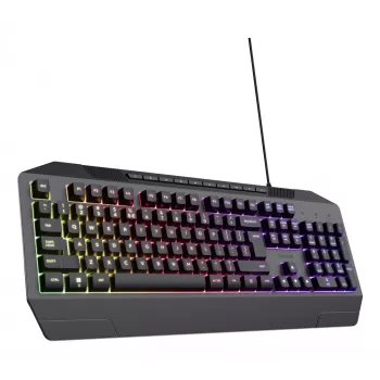 Teclado Gaming com fios TRUST GXT 836 Evocx USB QWERTY US-Inglês, iluminação RGB, apoio de pulso, 114 teclas, layout 110%