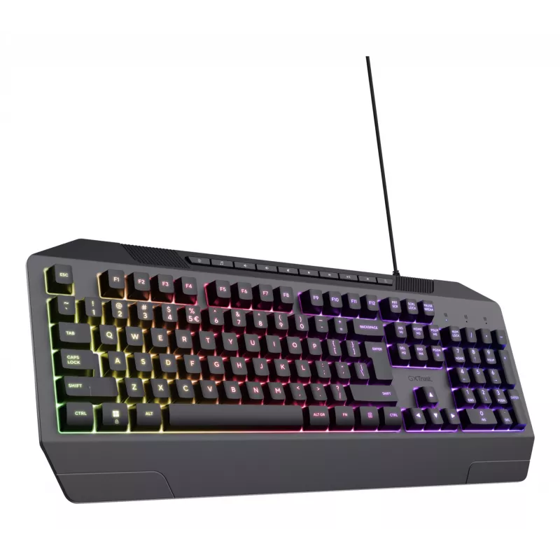 Teclado Gaming com fios TRUST GXT 836 Evocx USB QWERTY US-Inglês, iluminação RGB, apoio de pulso, 114 teclas, layout 110%