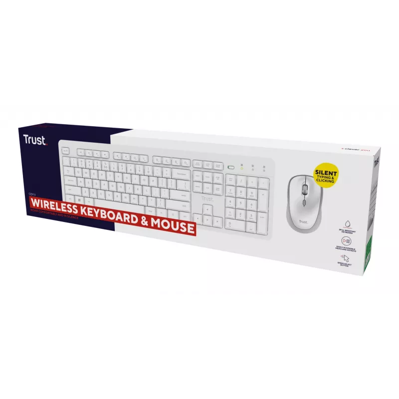 Trust Ody II Teclado Rato incluído Home/Office RF Wireless QWERTY US-Inglês Branco