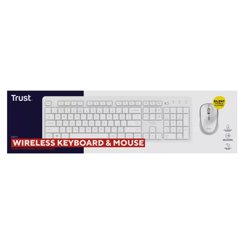 Trust Ody II Teclado Rato incluído Home/Office RF Wireless QWERTY US-Inglês Branco