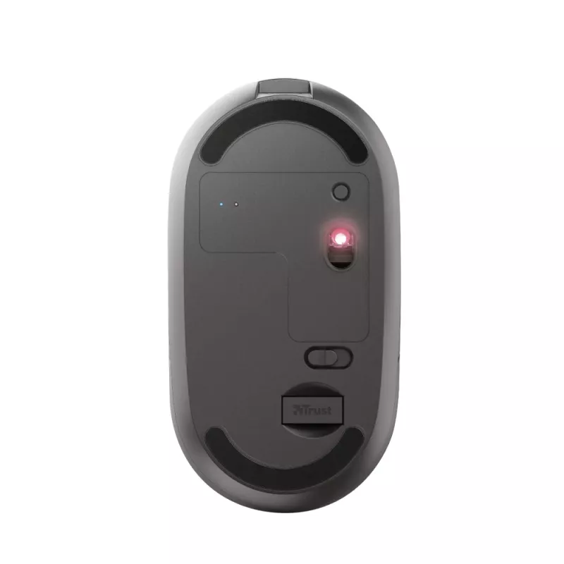 Trust Puck Rato sem fios ultrafino recarregável, Ambidestro, Ótico, RF Wireless + Bluetooth, 1600 DPI, Preto