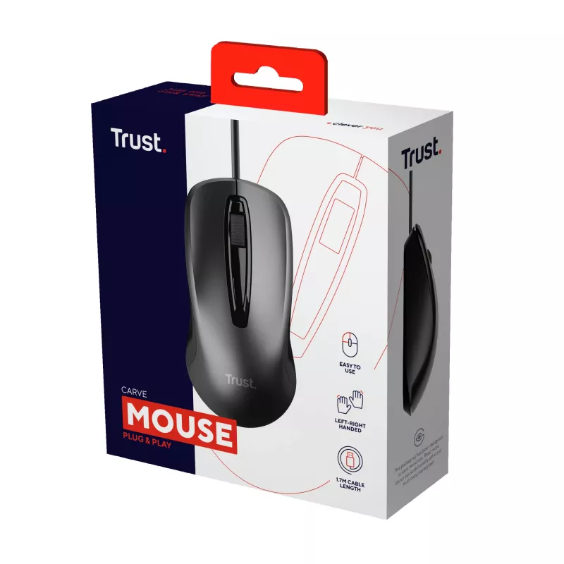 Trust Carve Rato Escritório Ambidestro USB Type-A Ótico 1200 DPI