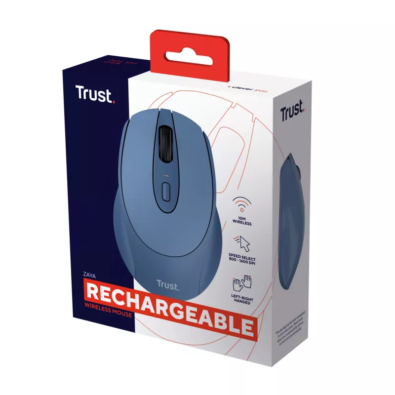 Trust Zaya Rato Escritório Ambidestro RF Wireless Ótico 1600 DPI