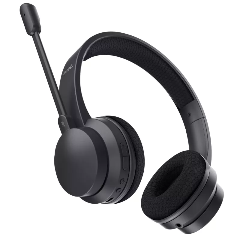 Headset Trust Ayda com fios e sem fios arco de cabeça chamadas/música USB-C Bluetooth preto