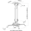 Suporte de teto para projetor Techly extensão 380-580 mm prateado ICA-PM 18S