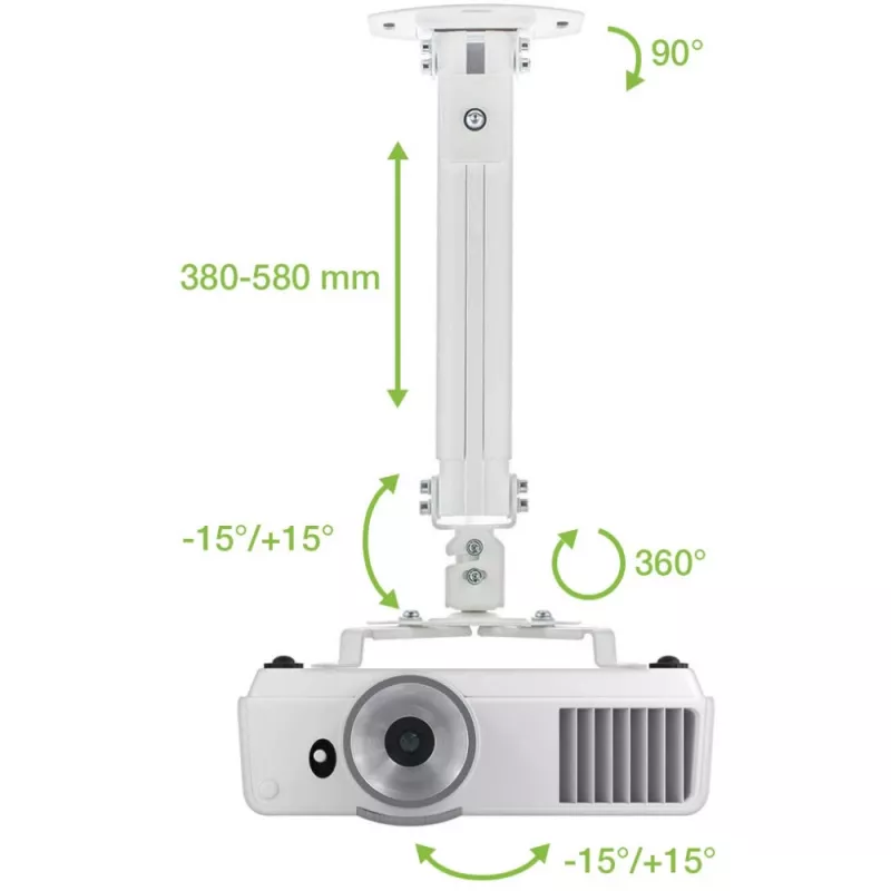 Suporte de teto para projetor Techly extensão 380-580 mm prateado ICA-PM 18S