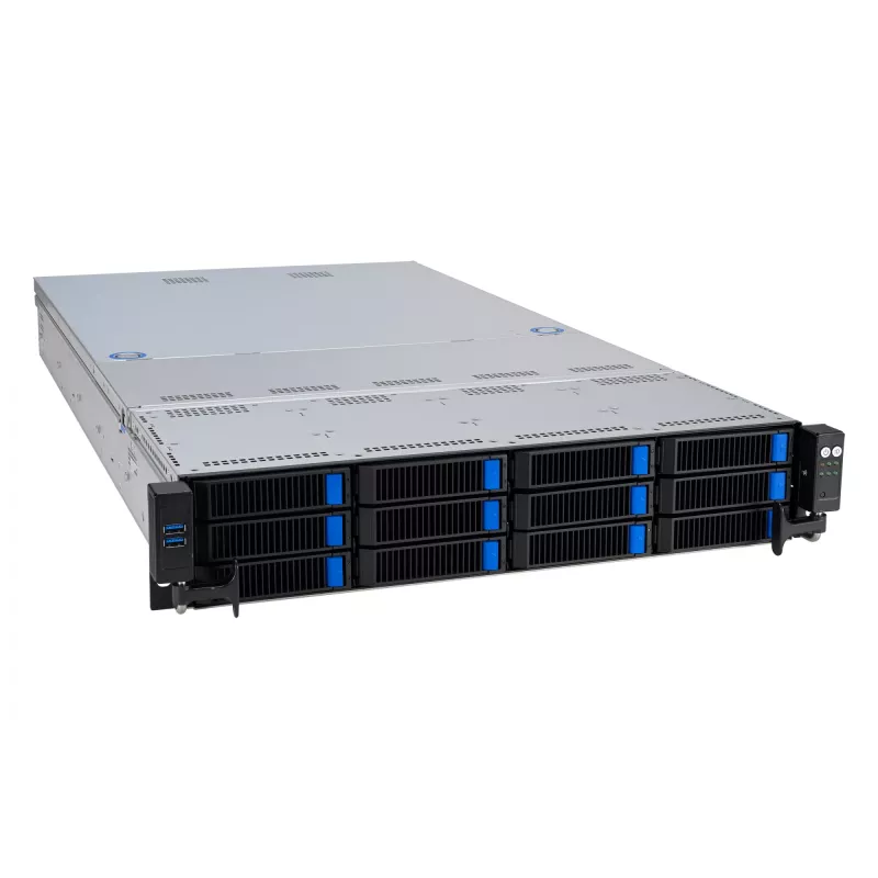 ASUS RS521A-E12-RS12U Socket SP5 Rack (2U) preto, prateado