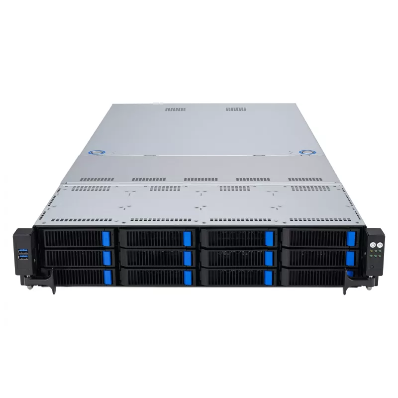 ASUS RS521A-E12-RS12U Socket SP5 Rack (2U) preto, prateado