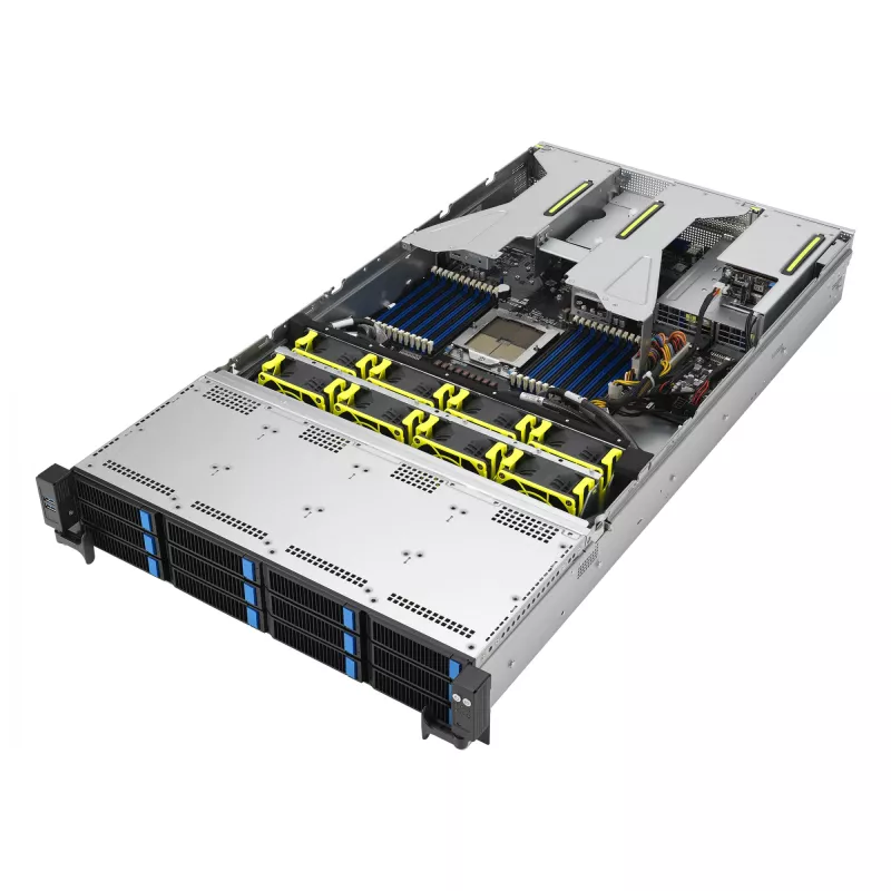 ASUS RS521A-E12-RS12U Socket SP5 Rack (2U) preto, prateado
