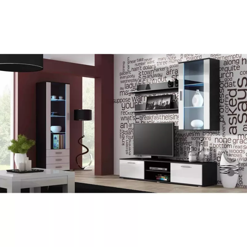 Conjunto de prateleiras de parede flutuantes Cama Meble SOHO 1250×200×200 mm, aglomerado de partículas, preto mate (duas prateleiras)