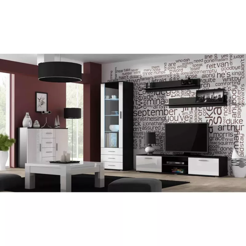 Conjunto de prateleiras de parede flutuantes Cama Meble SOHO 1250×200×200 mm, aglomerado de partículas, preto mate (duas prateleiras)