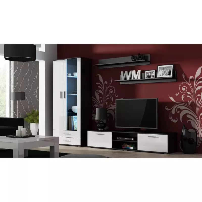 Conjunto de prateleiras de parede flutuantes Cama Meble SOHO 1250×200×200 mm, aglomerado de partículas, preto mate (duas prateleiras)