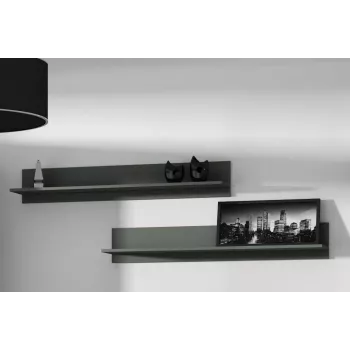 Conjunto de prateleiras de parede flutuantes Cama Meble SOHO 1250×200×200 mm, aglomerado de partículas, preto mate (duas prateleiras)