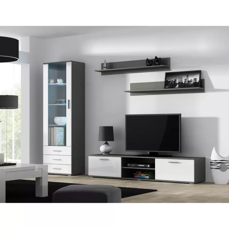 Conjunto de prateleiras de parede flutuantes Cama Meble SOHO, 2 prateleiras, 1250×200×200 mm, aglomerado de partículas, cinzento mate