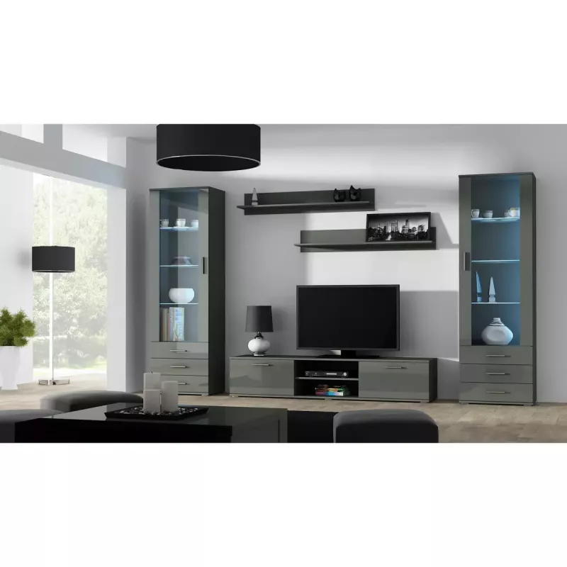 Conjunto de prateleiras de parede flutuantes Cama Meble SOHO, 2 prateleiras, 1250×200×200 mm, aglomerado de partículas, cinzento mate